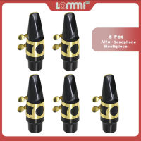 LOMMI 5ชิ้น Bakelite ปากเป่าแซกโซโฟนอัลโตสีดำพร้อมฝาโลหะและอุปกรณ์เสริมสำหรับอัลโตชิ้นส่วนแซกโซโฟน