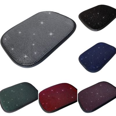 Car Armrest Cover Rhinestone Bling Auto Center Console Protective Cushion Pad For Women Girl For Car Interior Accessories