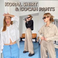 ? NEW ARRIVALS ? KORAL SHIRT เสื้อเชิ้ต ครอป แขนยาว ผ้าเรย่อน นิ่มใส่สบาย รีดง่าย ไม่บางโป๊ # เสื้อครอป