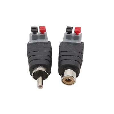【YF】 2Pcs RCA Adapters Speaker Wire Cable to Jack Audio Male Female Connector Press Plug Terminal
