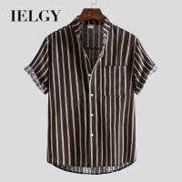 IELGY เสื้อเชิ้ตมีลายแขนสั้นสีดำสไตล์ฮาราจูกุของผู้ชายเสื้อกันหนาวแบบสวมหัวเรียบง่าย