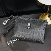 New Ghost Head Mens Clutches Rivet Fashion Clutch Bag Casual Envelope Bag Skull Clutch Hand Bag Purse High Capacity Wallet Bag