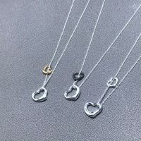 Womens 925 Silver Chains Double Heart Necklace INS Popular Brand Fashion Jewelry