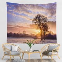 Nature Woods Tapestry Wall Mount Sun Woods Carpet Wall Cloth Tapestry Hippie Tree Mandala Tapiz Landscape Home Decoration