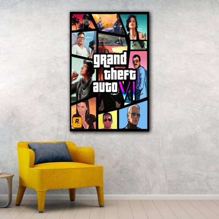 grand-theft-auto-v-วิดีโอเกมผ้าใบ-art-โปสเตอร์และ-wall-art-ภาพพิมพ์สำหรับตกแต่งห้องนอนครอบครัวสมัยใหม่-โปสเตอร์คุณภาพสูง