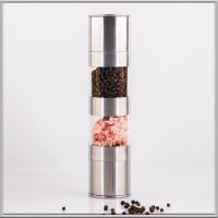 QTCF-Salt And Pepper 2 In 1 Adjustable Ceramic Pepper Mill Salt Grinder Stainless Steel Spice Grinder For Home Restaurant