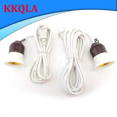 QKKQLA AC E27 Socket wall power cord extension Cable led Lamp Bulb Bases US Plug on off Switch Wire For Pendant Hanglamp Holder 2.4M 4M