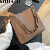 SMOOZA Handbags Shoulder Bag For Women Large Capacity Bucket Bags Portable Messenger Bags Womens 2021 New Fashion Solid Bags