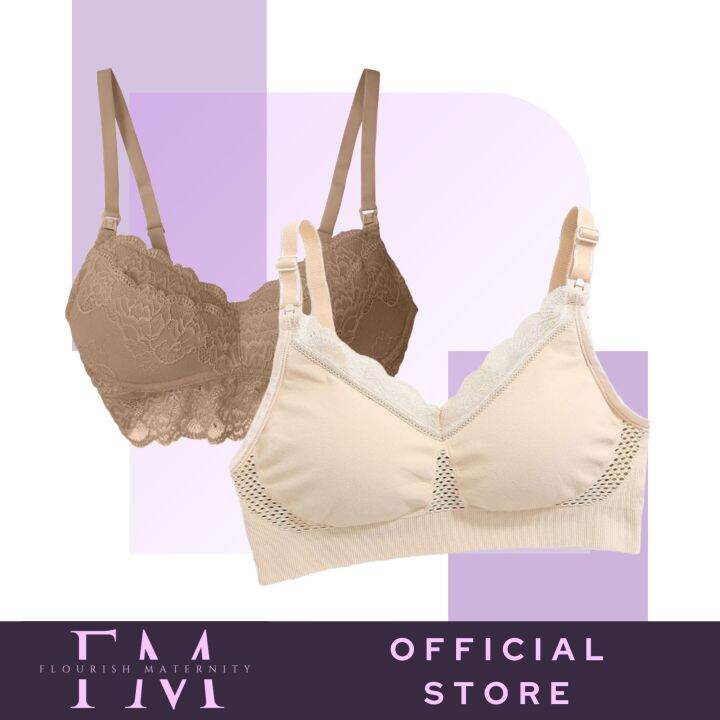 White Dahlias Luxy & Ava Maternity/Nursing Bra Bundle in Nude | Lazada PH