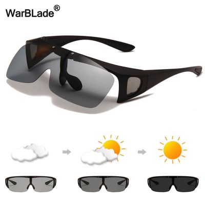 WarBLade Square Photochromic Polarized Sunglasses Men Women Side Shield Flip Up Driving Sun Glasses Night Vision Goggles Eyewear