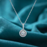 [COD] Round bag diamond necklace womens luxury light full zircon clavicle chain O round