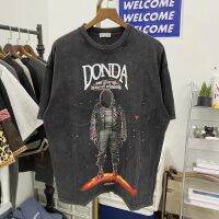 พร้อมวินเทจฤดูร้อน donda ถนนเสื้อยืดภาพฮิปฮอปพิมพ์ C rewneck แฟชั่น TEE ผู้ชายผู้หญิงที่มีคุณภาพสูงสะโพกโฮเสื้อยืด