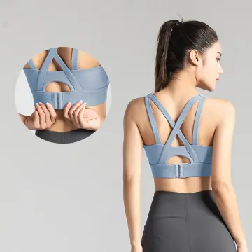 Women Yoga Sports Bra High Impact Hollow Back Vest Quick Dry Push Up Buckle  Tops