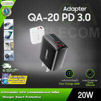 D-Power Adapter Fast Charger QA 20 (PD3.0) กำลังไฟสูง 20W การชาร์จแบบสองพอร์ต Wall Charger เอาต์พุต Type-C รับประกันศูนย์ 1 ปี