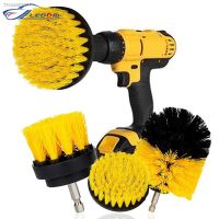 ↂ 3Pcs/Set 2/3.5/4 Electric Scrubber Brush Drill Brush Kit Plastic Round Cleaning Brush For Carpet Glass Car Tires Nylon Brushes