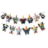Cute Pet Dogs Birthday Garland Funny Dog Faces Bunting Banner Flags Pet Birthday Party Decoration Puppy Dog Party Garland Banners Streamers Confetti