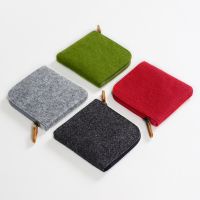 1 Buah Dompet Koin Ritsleting Persegi Sederhana Mode Lucu Wanita Warna Solid Felt Lembut Dompet Pendek Dompet Kecil Kantung Receh Tempat Kartu Kunci