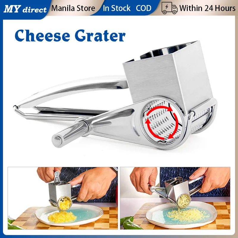 Stainless Steel Cheese Butter Grater Handheld Rotary Shredder with