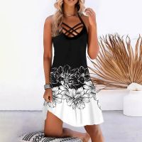 【HOT】✕ Dresses 2023 Sleeveless Loose Floral Print Beach Sundress Robe