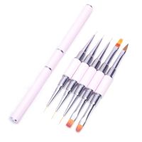 1Pcs Dual-ended Nails Art Brush Acrylic Professional Gel Nail Polish Liner Painting Extension Grids Brush Design Manicure Tools Artist Brushes Tools