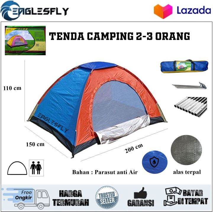 Tenda Camping 2 Orang Dewasa Anti Air Alas Terpal Murah dan Berkualitas