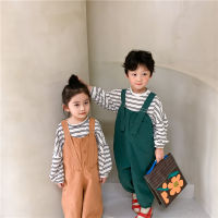 Korean style 2022 Spring uni solid color loose overalls Boys and girls cotton casual all-match suspender trousers 2-7Y