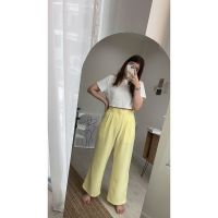 CurveG Wide Leg Pants Yellow กางเกงขายาว สีเหลือง