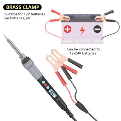 แรงดันต่ำ DC12v 24โวลต์จอแสดงผลดิจิตอลเตารีดไฟฟ้าความร้อนภายในประเภทด้วยทองเหลืองจระเข้ยึดหัวแร้งจอแอลซีดี