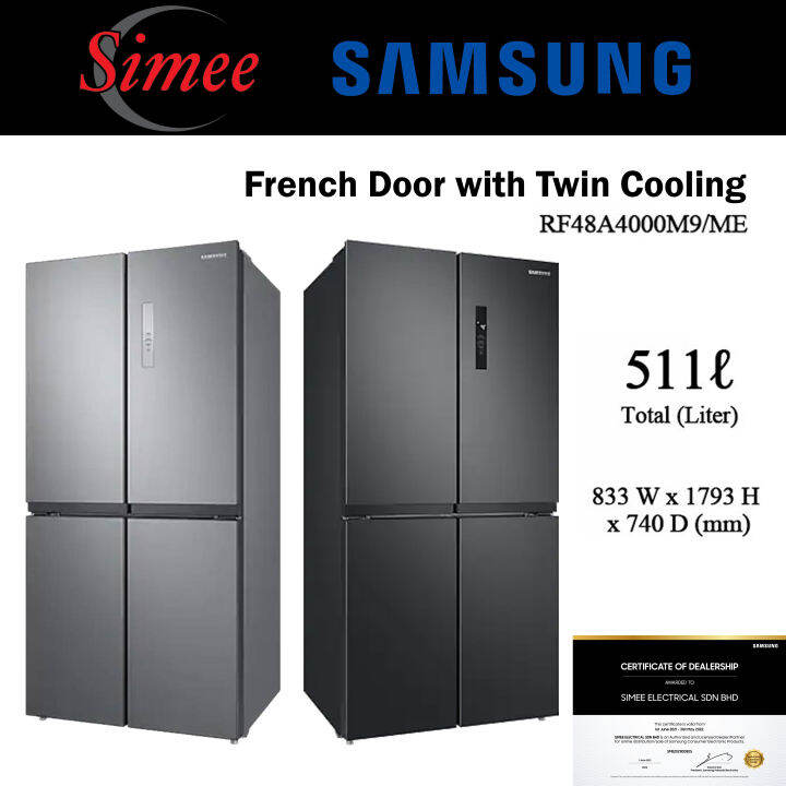 SAMSUNG 511L French Door Fridge RF48A4000B4 RF48A4000B4/ME (Black