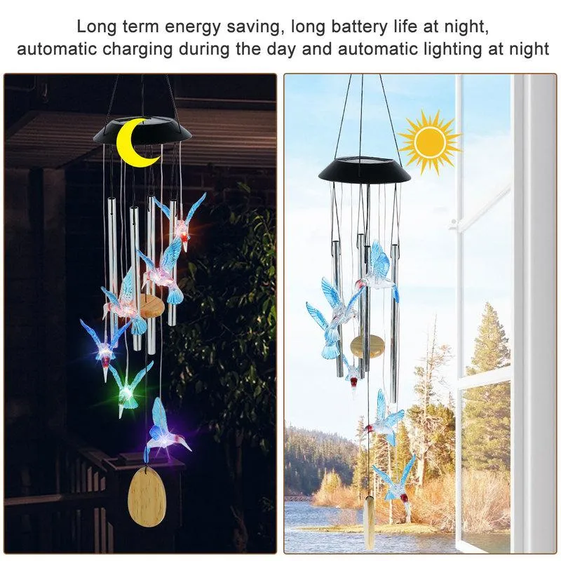 LED Solar Wind Chime Lamp Colorful Solar Powered LED Light