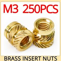 250pcs M3 Insert Brass Nut Hot Melt Knurled Thread Heat Embedment Copper Nuts Embed Pressed Fit for 3d printer Plastic Case Nails Screws Fasteners