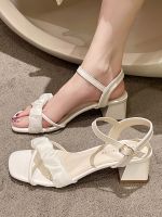 ﹍✎ Sandals womens summer mid-heel 2023 new fashion all-match thick heel lady with skirt fairy style high-heeled womens shoes