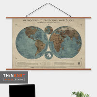 ภาพแขวนผนังแผนที่โลกคลาสสิก: ออร์โทกราฟิก โปรเจกชัน