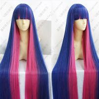 Panty &amp; Stocking With Garterbelt Stocking Anarchy Anime Cosplay Wig Hair 100Cm Mixed Blue Pink Long Party Cos Wigs + Wig Cap