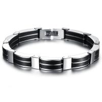 Delicate Stainless Steel Buckle Chain Bracelet For Men Punk Biker Bracelets Male Silicone Bangles Jewelry