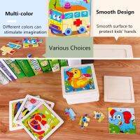 9Pieces Wooden Puzzle for Kids Baby Early Learning Montessori Education Cartoon Toy Knob Jigsaw Puzzles Toy Mainan Kid Educational Wood Children Cognitive Transportation Color Food