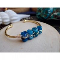 BM41557 Apatite celet Raw Stone Bangle Rough Apatite Cuff Crystal Cuff celet Healing Stone celet Boho Stone Jewelry