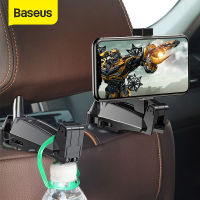 BASEUS 2 in 1 Car Headrest Hook กับที่วางโทรศัพท์เบาะหลัง Hook สำหรับกระเป๋าถือ Fastener Backseat Organizer คลิปมัลติฟังก์ชั่นอุปกรณ์เสริมในรถยนต์