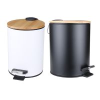 Drop Shipping 35L Wooden Flip Step Trash Can Garbage Rubbish Bin Waste Container Organizer Bathroom Kitchen Living Room Office