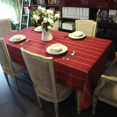 （HOT) ใหม่สไตล์นอร์ดิกที่ทันสมัยเรียบง่ายผ้าปูโต๊ะเทศกาลโต๊ะอาหารเส้นด้ายย้อมผ้าตาข่ายขายส่ง