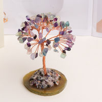 Natural Crystal Amethyst Rose Quartz Of Life Tree Rock Mineral Specimen Reiki Healing Home Decoration DIY Gift Souvenir