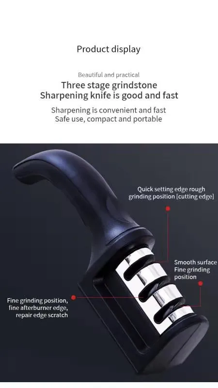 1pc Multifunctional Three-stage Knife Sharpener For Kitchen, Quick