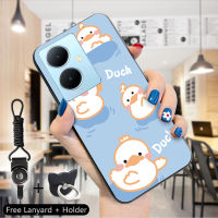 เคสม็อบสำหรับ Vivo V29 5G Y78 5G Y78 5G + 5G แหวนใส่นิ้วเคสโทรศัพท์ดีไซน์รูปการ์ตูนเด็กผู้หญิงเป็ดเคสโทรศัพท์ป้องกัน TPU ซิลิโคนนิ่มกันกระแทกฝาครอบด้านหลัง