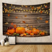 【cw】Harvest Autumn Pumpkin Farmland Fall Leaf Tapestry Wall Hanging Hippie Thanksgiving Party Home Decor Blanket Background ！