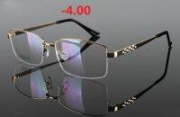 Oversized Myopia-glasses Men Big Wide Face Eyeglasses Frame Man with Optic Minus -100 to -500 Semi Rimless Eyewear Metal