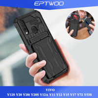 EPTWOO สำหรับ VIVO Y12S Y20 Y20i Y20S Y12A Y11 Y12 Y15 Y17 Y72 Y53S โทรศัพท์กรณีทหาร Shock Absorption Kickstand รถหลังฝาครอบ JGKB-01