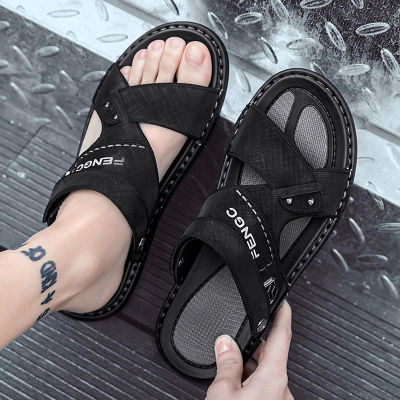 (ส่งจากไทย)🔥🔥จัดส่งทันที ฤดูร้อน รองเท้าแตะ รองเท้าแตะผู้ชาย สีดำ/เทา 39-44 หลา👟👟