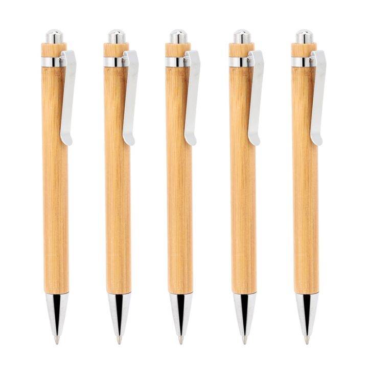 ballpoint-pen-set-bamboo-and-wood-writing-tools-blue-refill-60-pieces