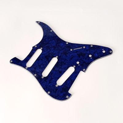 ；‘【；。 Blue Pearl 3 Ply 11 Holes SSS Guitar Pickguard Anti-Scratch Plate For ST FD Electric