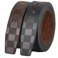 3.3cm Leather Belt Without Belt Buckle Fashion Plaid Two-layer Cowhide  Suitable for Pin Buckle Belt for Men Belts